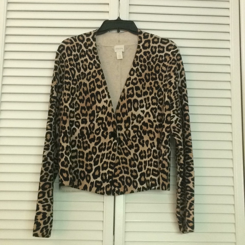 Chico's Cheetah Cardigan with Single Button